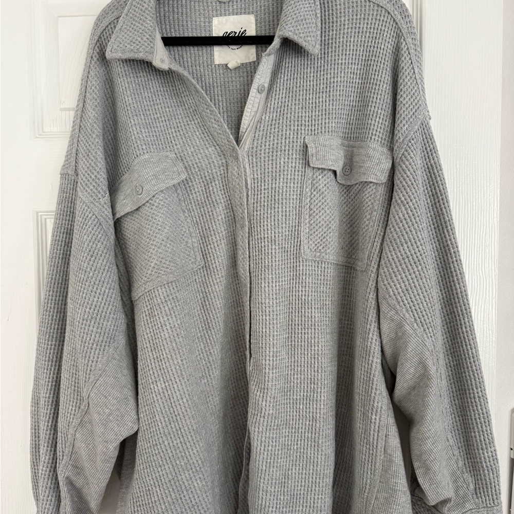 Aerie Light Gray Waffle Knit Shirt